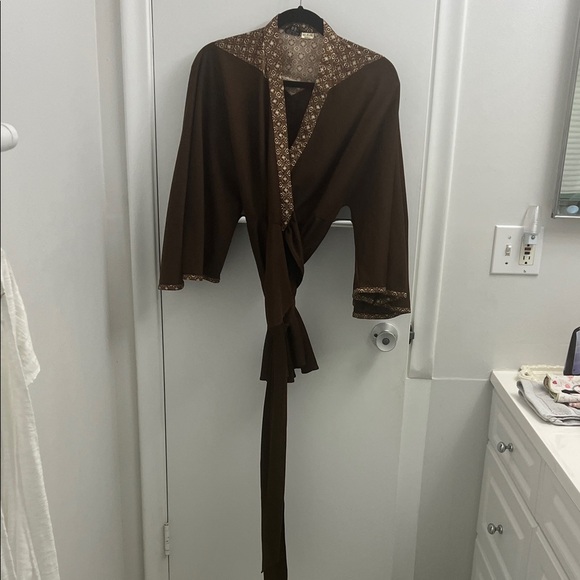 ✨🔥Vintage Luxurious Brown Women’s Robe One-of-a-Kind Intricate Trim💖✨ - Picture 1 of 14
